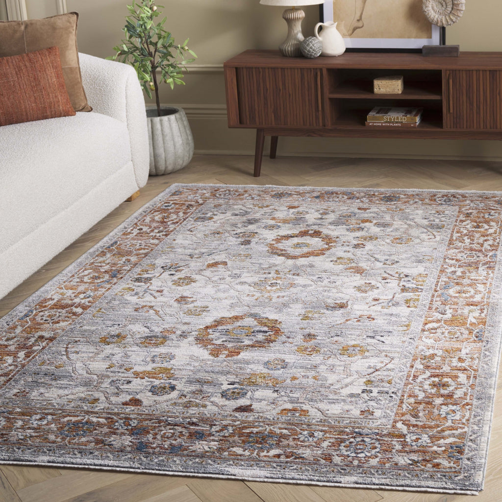 Safavieh Heirloom HRL724A Ivory Grey / Rust Area Rug Room Scene Feature