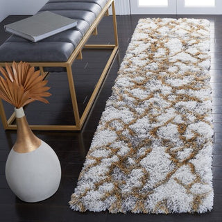 Safavieh Horizon Shag HZN894D Ivory / Gold Area Rug Room Scene Feature