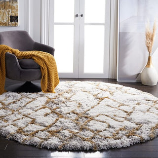 Safavieh Horizon Shag HZN894D Ivory / Gold Area Rug Room Scene