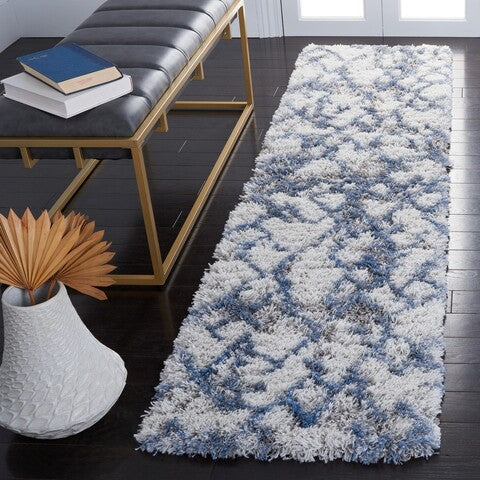 Safavieh Horizon Shag HZN894M Ivory / Blue Area Rug Room Scene Feature