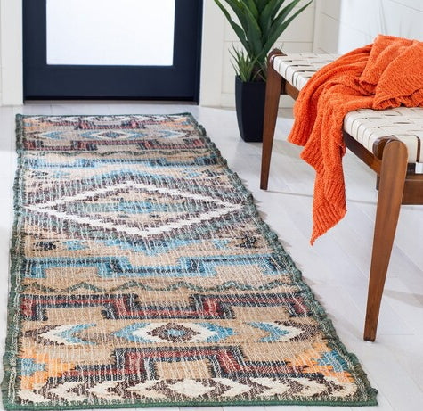 Safavieh Kilim KLM760M Natural / Blue Area Rug Room Scene Feature