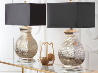 Safavieh Malaga LIT4064A Silver Champagn Lamp Room Scene On Feature