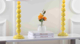 Safavieh Jenna Stacked Ball LIT4090H Yellow Lamp Room Scene On Feature