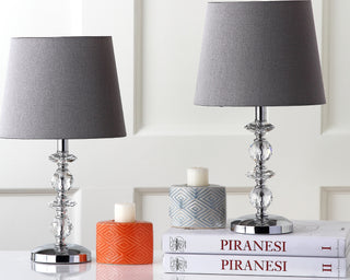 Safavieh Derry Stacked Crystal LIT4130B Clear / Grey Lamp Room Scene Off Feature