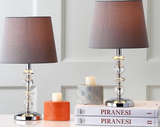 Safavieh Derry Stacked Crystal LIT4130B Clear / Grey Lamp Room Scene On Feature