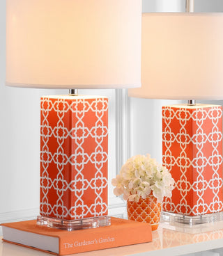 Safavieh Quatrefoil LIT4133D Orange Lamp Room Scene On Feature