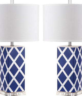 Safavieh Garden Lattice LIT4134A Navy Lamp Main On