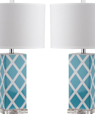 Safavieh Garden Lattice LIT4134B Light Blue Lamp Main On