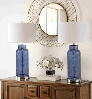 Safavieh Bottle Glass LIT4157C Blue Lamp Room Scene Off Feature