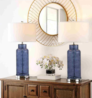 Safavieh Bottle Glass LIT4157C Blue Lamp Room Scene On Feature