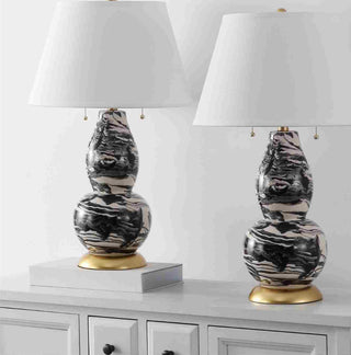 Safavieh Color Swirls LIT4159B Black / White Lamp Room Scene Off Feature
