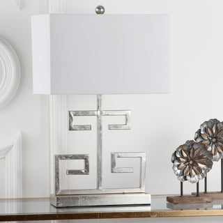 Safavieh Greek Key LIT4160B Chrome Lamp Room Scene Off Feature