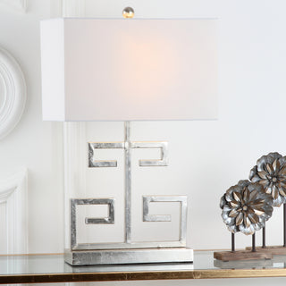 Safavieh Greek Key LIT4160B Chrome Lamp Room Scene On Feature