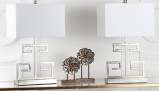 Safavieh Greek Key LIT4160B Chrome Lamp Room Scene Off Feature