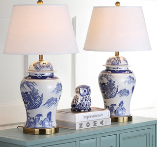 Safavieh Shanghai Ginger Jar LIT4173A Blue / White Lamp Room Scene On Feature