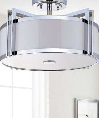 Safavieh Orb Drum LIT4186B Chrome Lamp Room Scene Off Feature