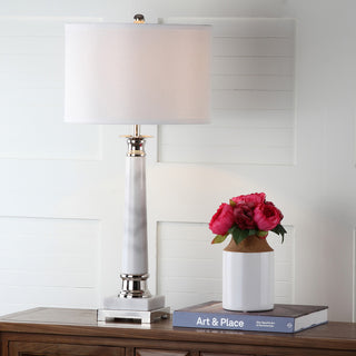 Safavieh Colleen LIT4277A White Marble Lamp Room Scene On Feature