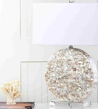 Safavieh Lindsey Shell LIT4295A Pearl Taupe Lamp Room Scene Off Feature
