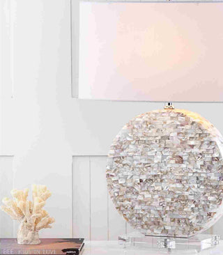 Safavieh Lindsey Shell LIT4295A Pearl Taupe Lamp Room Scene On Feature