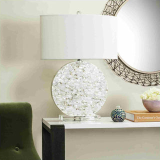 Safavieh Lindsey Shell LIT4295A Pearl Taupe Lamp Room Scene On Feature