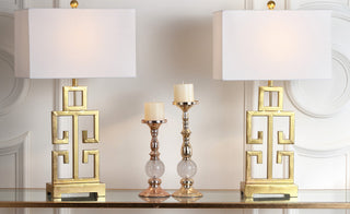 Safavieh Greek Key LIT4305A Antique Gold Lamp Room Scene On Feature