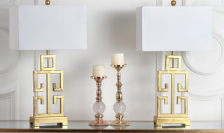 Safavieh Greek Key LIT4305A Antique Gold Lamp Room Scene Off Feature
