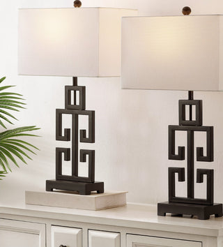 Safavieh Greek Key LIT4305B Oil Rub Bronze Lamp Room Scene On Feature