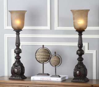 Safavieh Dion Artifact LIT4311A Oil Rub Bronze Lamp Room Scene On Feature