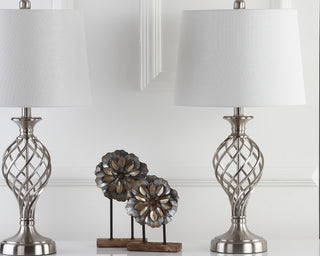 Safavieh Lattice Urn LIT4316A Nickle Lamp Room Scene Off Feature