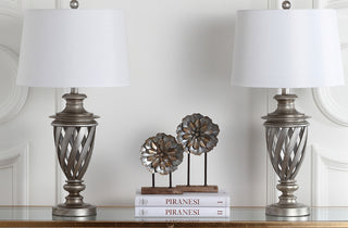 Safavieh Byron LIT4322A Antique Silver Lamp Room Scene Off Feature