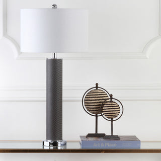 Safavieh Ollie LIT4404E Grey Faux Snakeskin Lamp Room Scene Off Feature