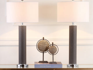 Safavieh Ollie LIT4404E Grey Faux Snakeskin Lamp Room Scene On Feature