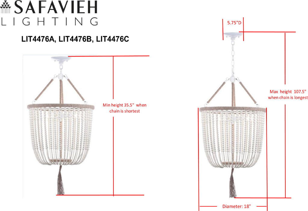 Safavieh Angie Beads LIT4476A Cream Lamp main image