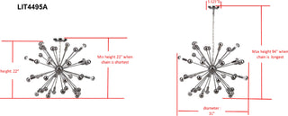 Safavieh Starburst Sputnik LIT4495A Chrome Lamp Main On