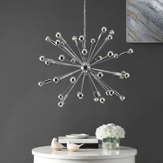 Safavieh Starburst Sputnik LIT4495A Chrome Lamp Room Scene Off Feature