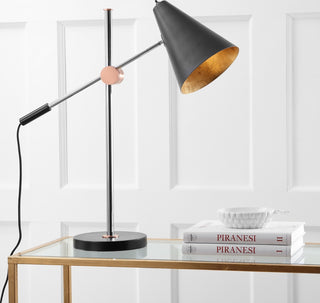 Safavieh Alexus LIT4517B Chrome / Black Lamp Room Scene Off Feature