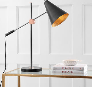 Safavieh Alexus LIT4517B Chrome / Black Lamp Room Scene On Feature