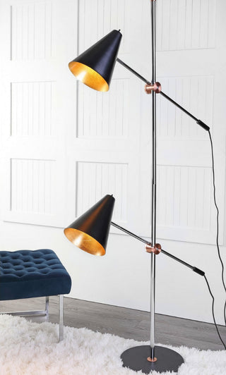 Safavieh Reed LIT4518B Chrome / Black Lamp Room Scene On Feature