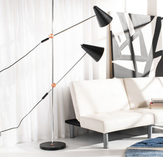 Safavieh Reed LIT4518B Chrome / Black Lamp Room Scene On Feature