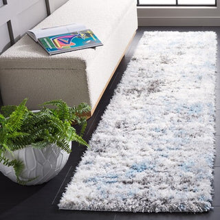 Safavieh Lindsay Shag LNS556 Grey / Blue Ivory Area Rug Room Scene Feature