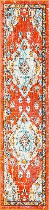 Safavieh Madison MAD484P Orange / Light Blue Area Rug Runner