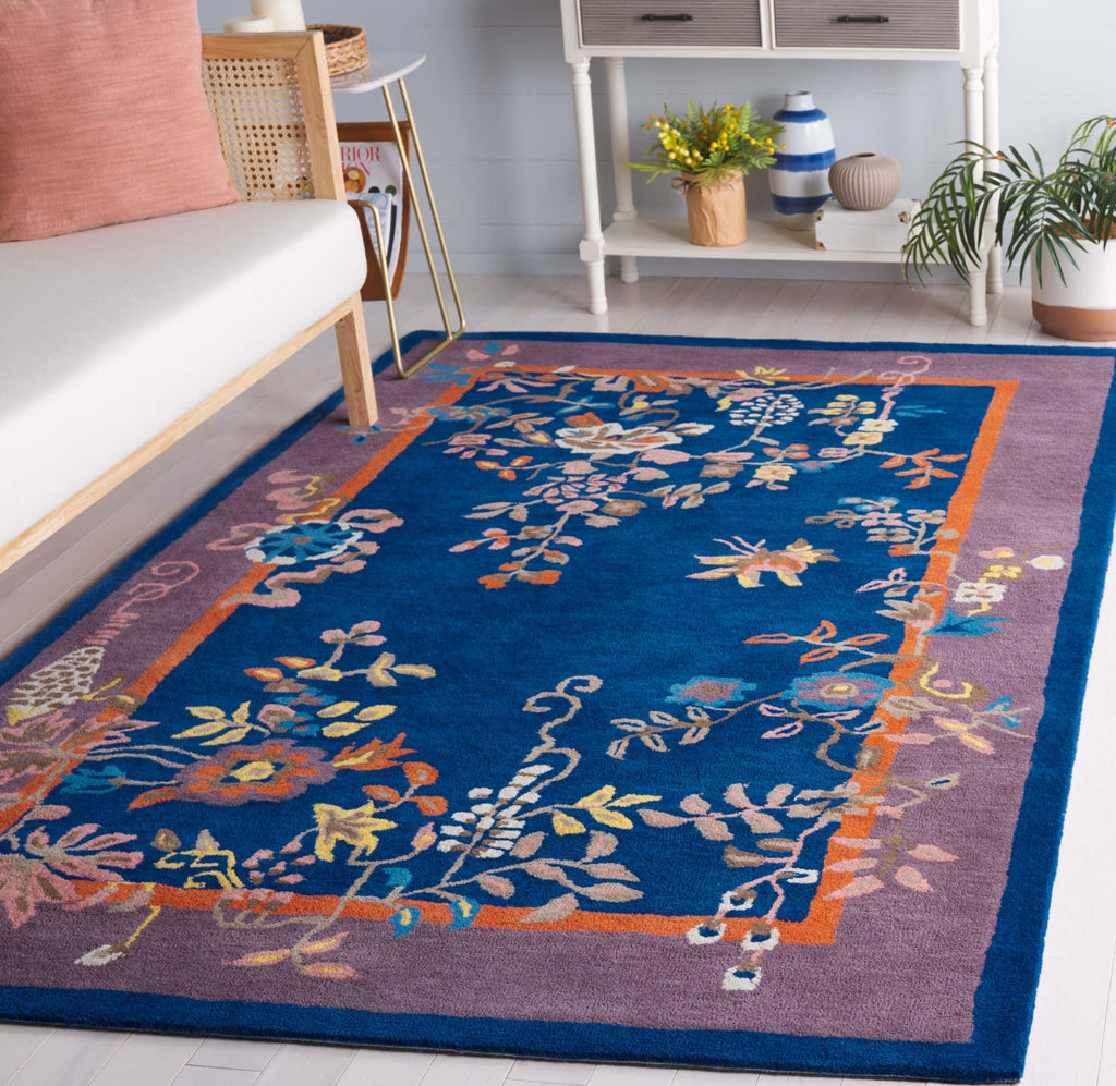 Safavieh Metro MET725N Navy / Brown Area Rug Room Scene Feature