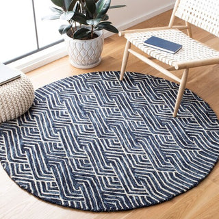 Safavieh Micro-loop MLP175M Dark Blue / Ivory Area Rug Room Scene