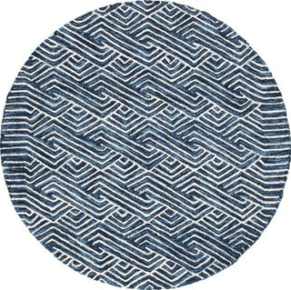 Safavieh Micro-loop MLP175M Dark Blue / Ivory Area Rug Round