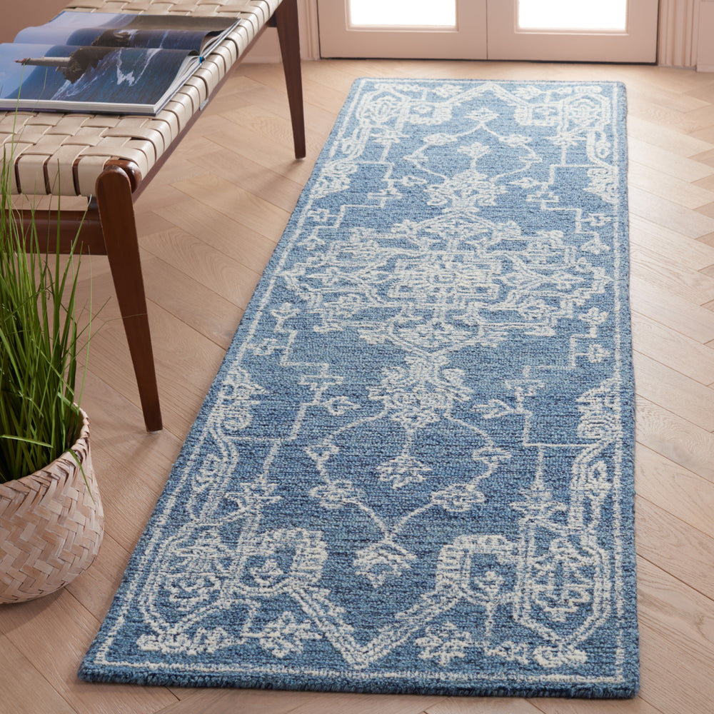 Safavieh Micro-loop MLP428M Blue / Ivory Area Rug Room Scene Feature