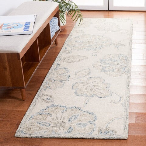 Safavieh Micro-loop MLP477A Ivory / Blue Area Rug Room Scene Feature