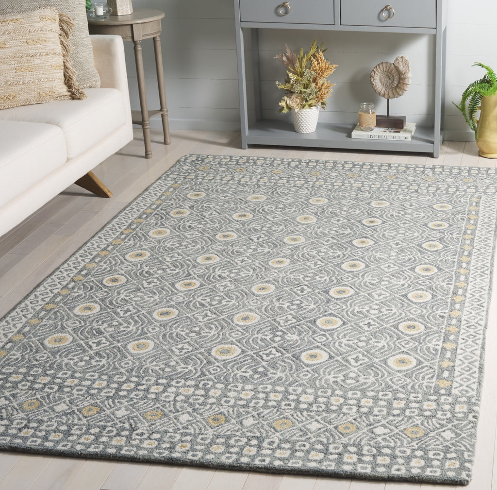 Safavieh Micro-loop MLP801G Silver / Ivory Area Rug Room Scene Feature