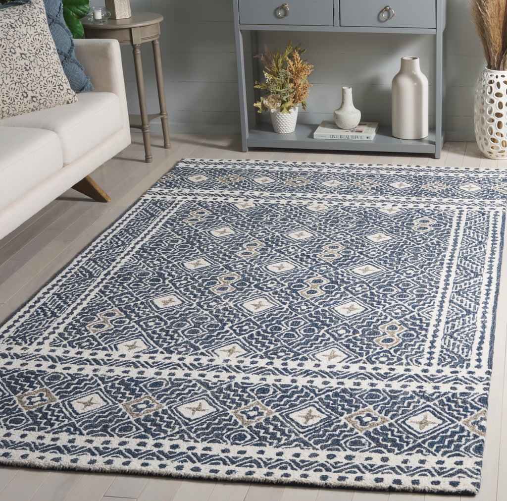 Safavieh Micro-loop MLP803N Navy / Ivory Area Rug Room Scene Feature