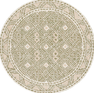 Safavieh Micro-loop MLP803Y Green / Ivory Area Rug Round