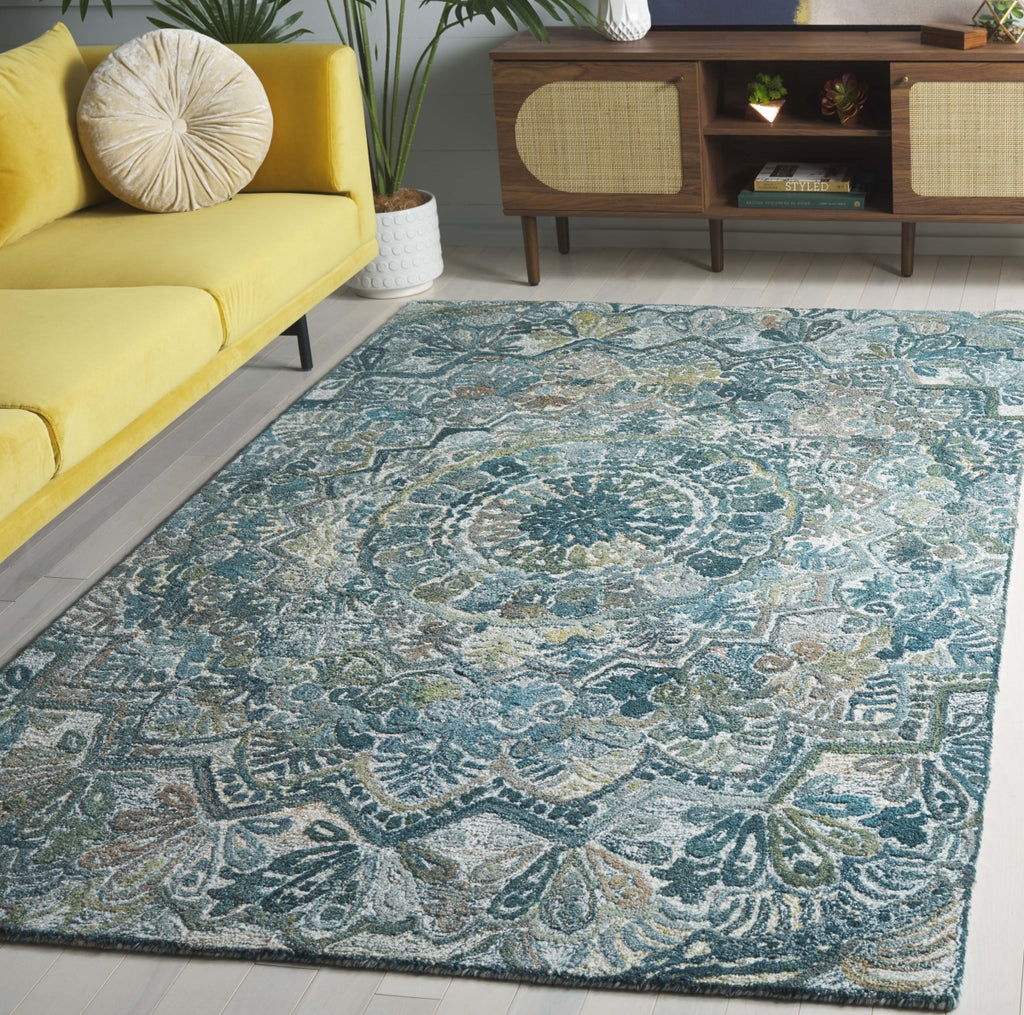 Safavieh Marquee MRQ110M Aqua / Green Area Rug Room Scene Feature